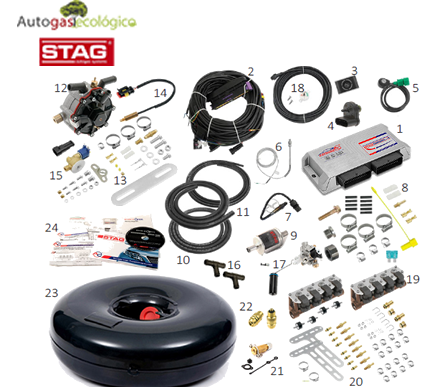 KIT 11- STAG DIESEL para motores diésel de 8 cilindros 12 Voltios