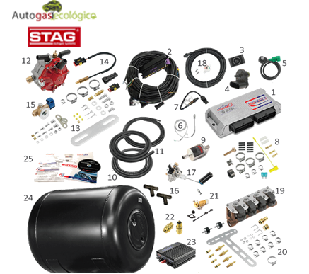 KIT 12- STAG DIESEL para motores diésel de 4 cilindros 24 Voltios