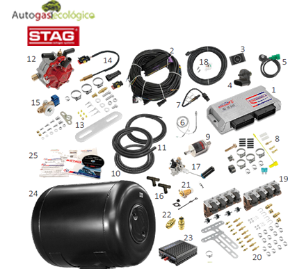 KIT 14- STAG DIESEL para motores diésel de 8 cilindros 24 Voltios